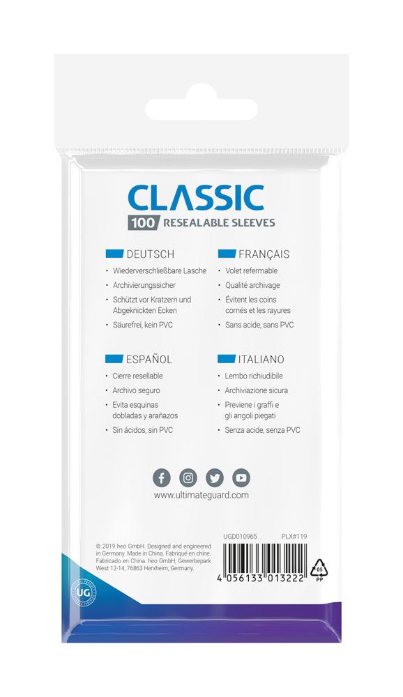 Ultimate Guard Ultimate Guard Classic Sleeves Standard Size (100) - Resealable