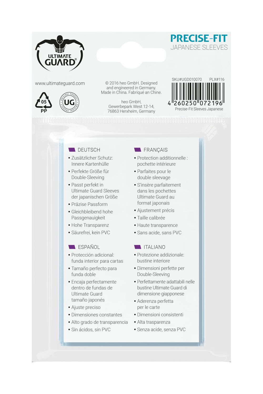 Ultimate Guard Ultimate Guard Precise-Fit Sleeves Japanese Size (100)