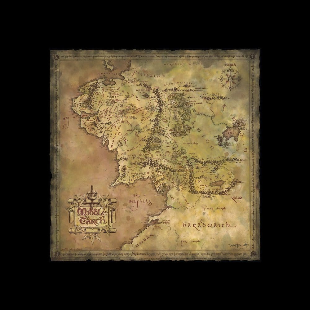 Weta Workshop Herr der Ringe Parchment Map of Middle-earth Kunstdruck