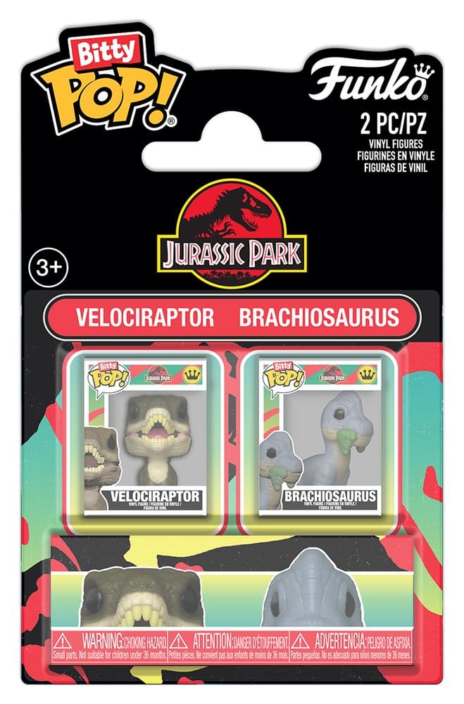 Jurassic Park 2er-Pack Velociraptor & Brachiosaurus Bitty POP! Vinyl Figuren