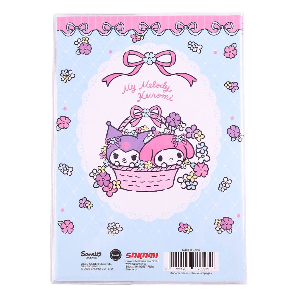 Sanrio Kuromi & My Melody Pastel Flower Holographic Checkered Notizbuch