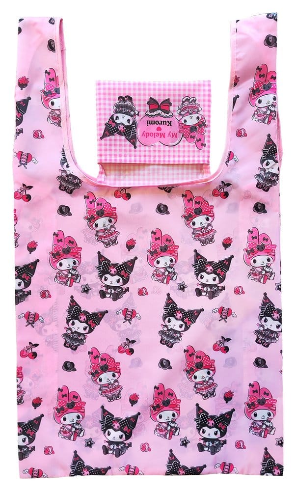 Sanrio Pink Black Party Series Kuromi & My Melody Foldable Tragetasche
