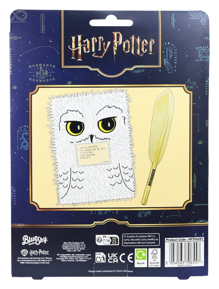 Harry Potter Hedwig Magical Locations Plüsch Notizbuch Set mit Stift