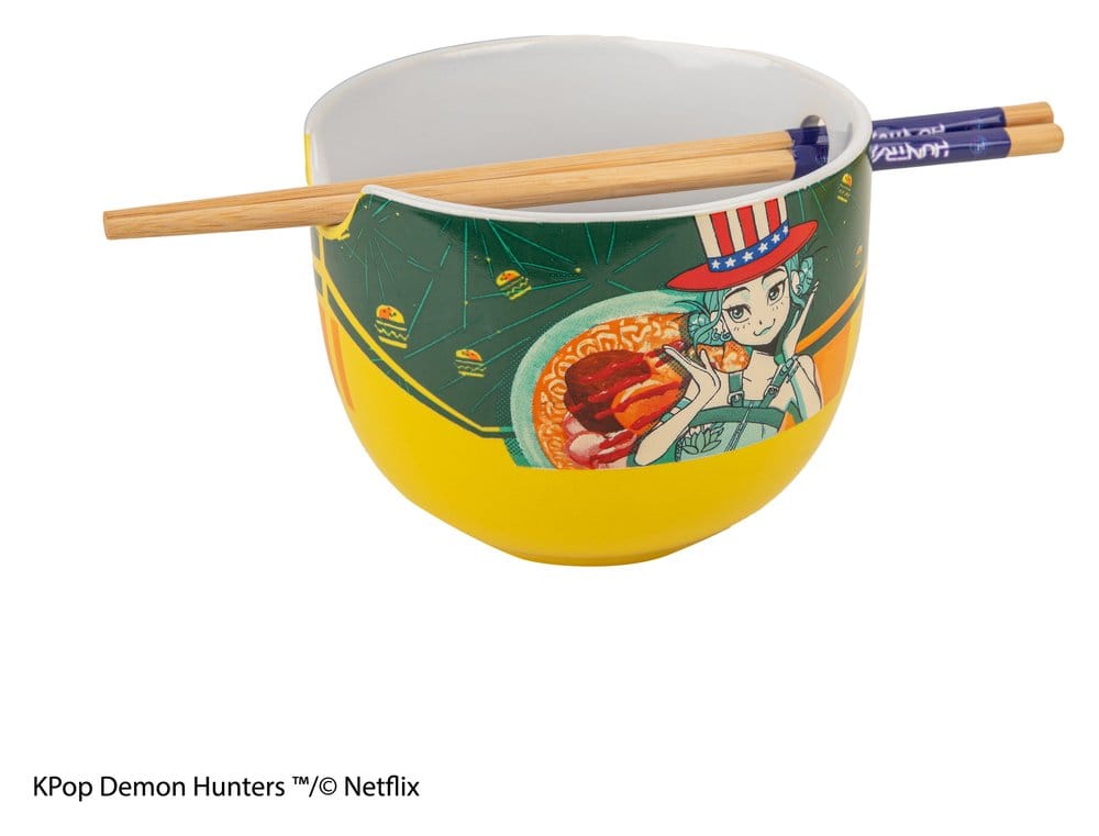 Cinereplicas KPop Demon Hunters Zoey Hamburger Ramen-Schüssel mit Stäbchen