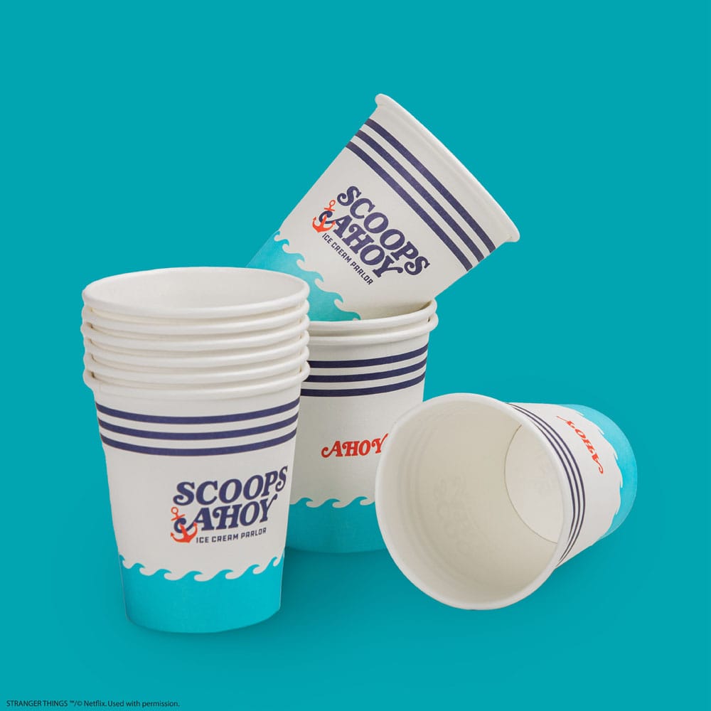 Cinereplicas Stranger Things Scoops Ahoy Set von 24 Pappbechern