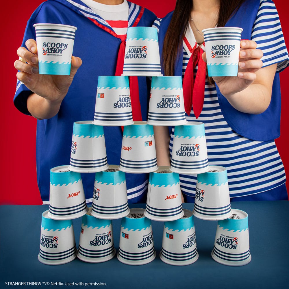 Cinereplicas Stranger Things Scoops Ahoy Set von 24 Pappbechern
