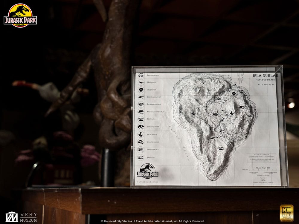 Elite Creature Collectibles Jurassic Park Isla Nublar Topographische Karte
