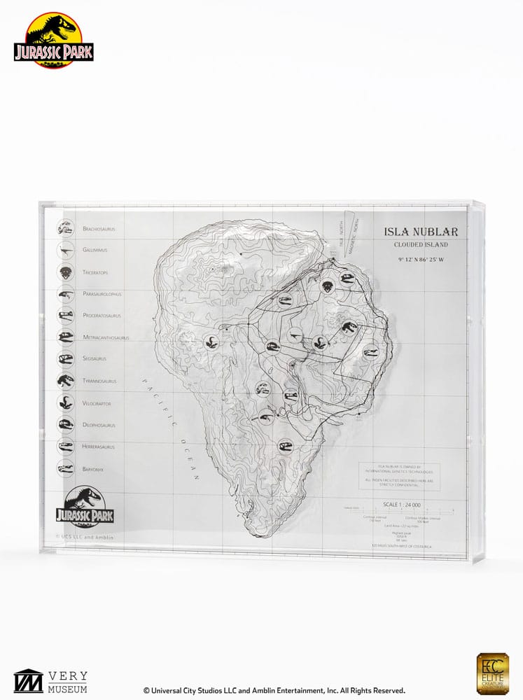 Elite Creature Collectibles Jurassic Park Isla Nublar Topographische Karte