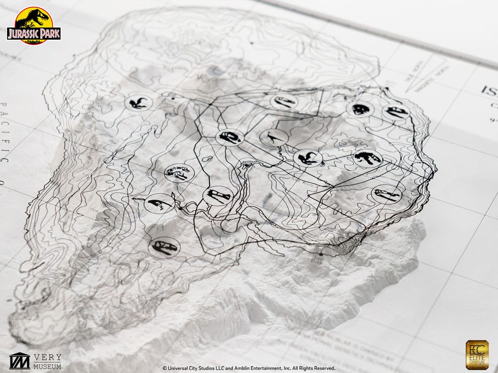 Elite Creature Collectibles Jurassic Park Isla Nublar Topographische Karte
