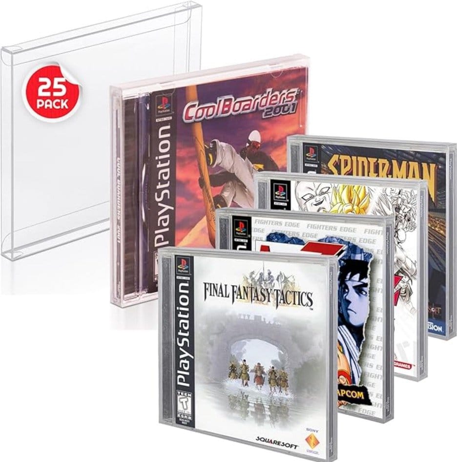 Evoretro Nintendo PS1/Single CD/Dreamcast (Jewel Case) PET Gehäuse 25er-Pack Games