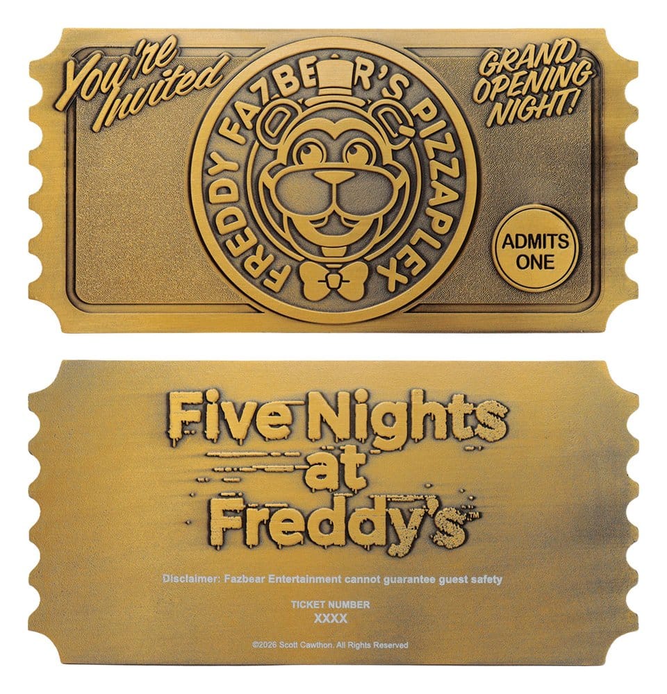 FaNaTtik Five Nights at Freddy’s Pizzaplex Opening Night Ticket Limited Edition Replik