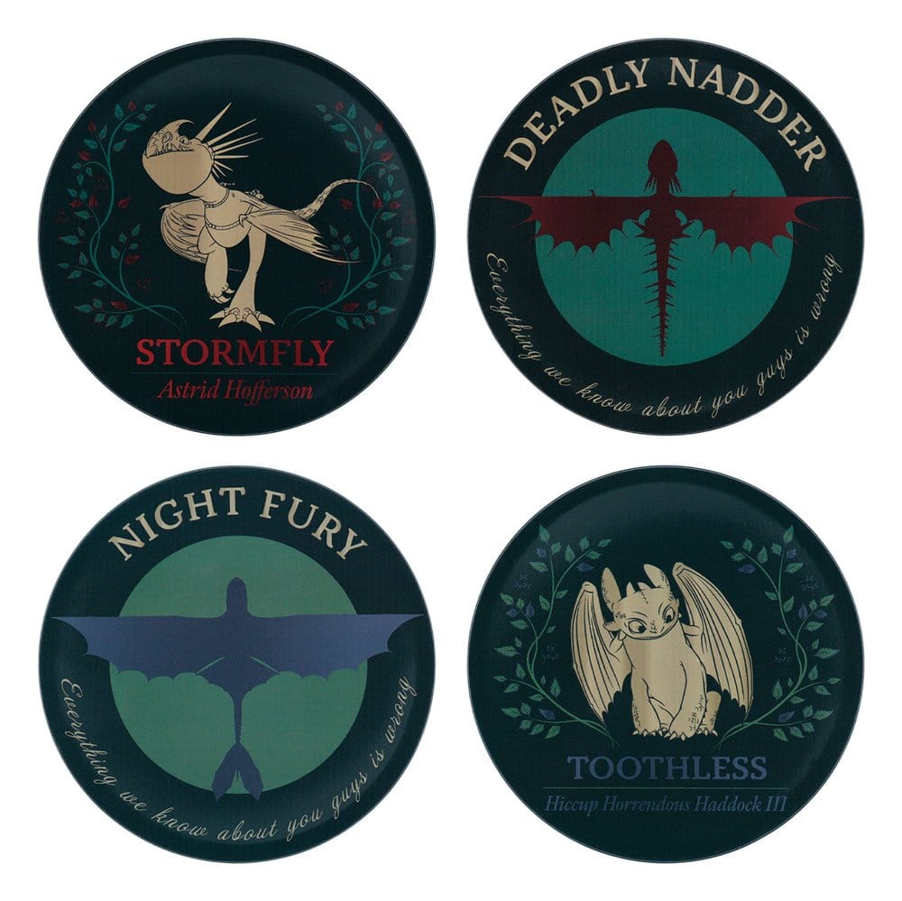 FaNaTtik How to Train Your Dragon Dragon Printed Metal 4-Pack Untersetzer