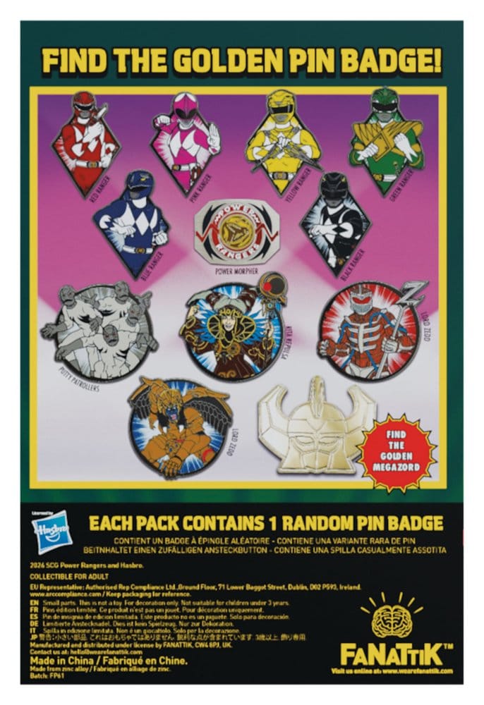 FaNaTtik Power Rangers Mystery Ansteck-Pins Blind Box Sortiment (12)