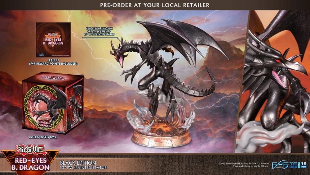 First 4 Figures Yu-Gi-Oh! Red-Eyes B. Dragon Black Colour Statue - Beschädigte Verpackung