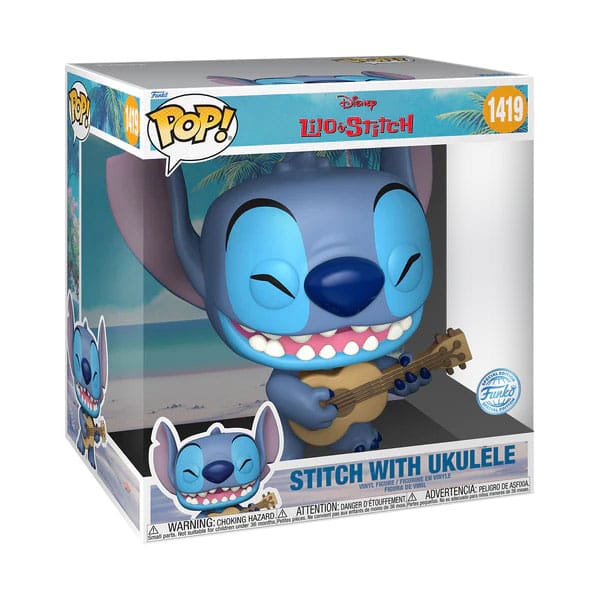 Funko Lilo & Stitch Stitch w/Uke Super Sized Jumbo POP! Games Vinyl Figur