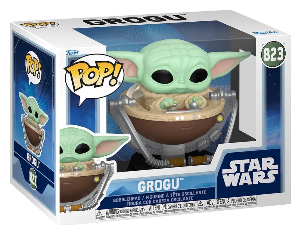 Funko Star Wars The Mandalorian and Grogu Grogu in Pram POP! Vinyl Wackelkopf-Figur