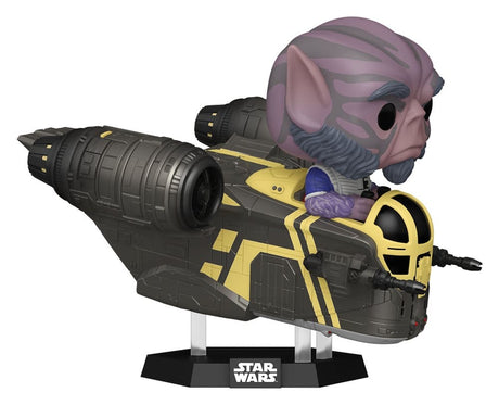 Funko Star Wars The Mandalorian and Grogu Zeb Orrelios in the Razor Crest POP! Rides Deluxe Vinyl Wackelkopf-Figur