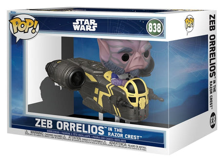 Funko Star Wars The Mandalorian and Grogu Zeb Orrelios in the Razor Crest POP! Rides Deluxe Vinyl Wackelkopf-Figur
