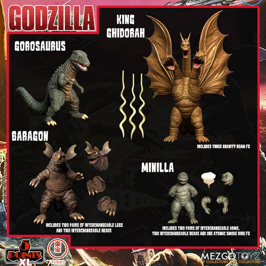 Godzilla - Destroy All Monsters 1968 5 Points XL Box Set Round 2 Actionfiguren