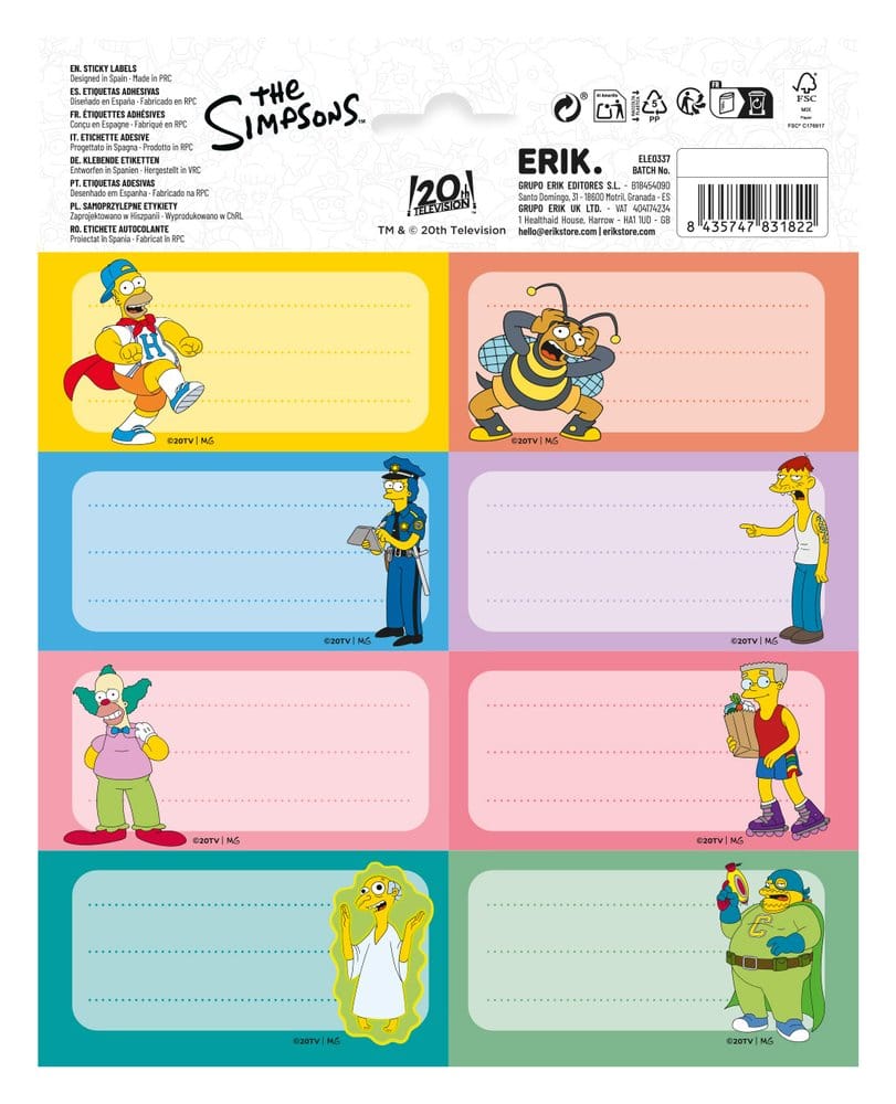 Grupo Erik Die Simpsons Selbstklebende Etiketten (10)