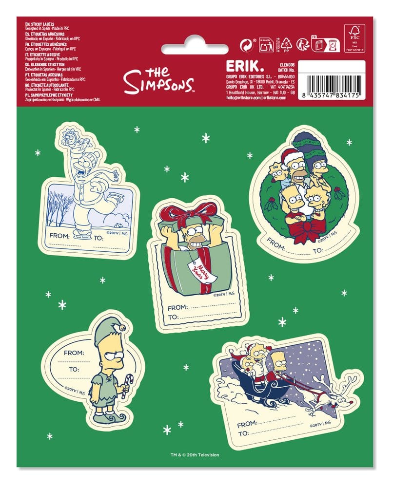 Grupo Erik Die Simpsons Selbstklebende Weihnachtsetiketten Premium (10)