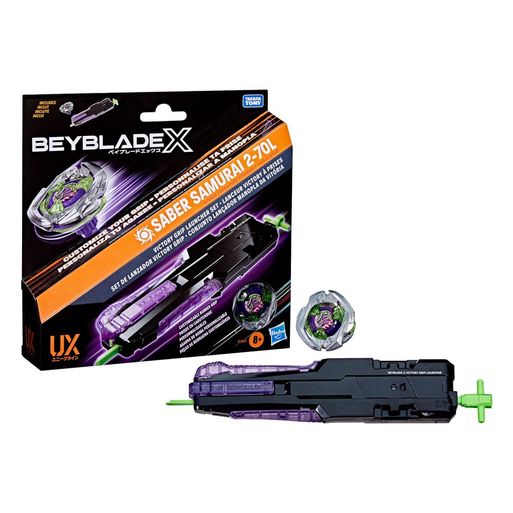 Hasbro Beyblade X Victory Grip Starter Set Saber Samurai 2-70L Right-Spin Attack类型