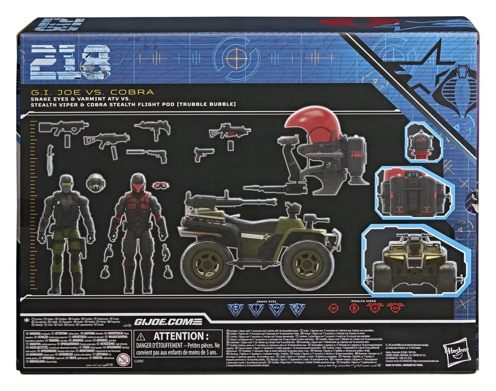 Hasbro G.I. Joe Classified Series Snake Eyes Varmint ATV Stealth Viper Cobra Stealth Flight Pod Trubble Bubble
