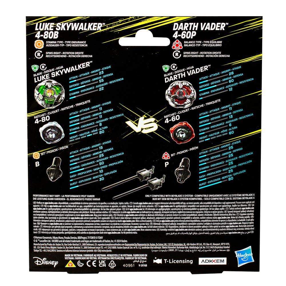 Hasbro Star Wars Beyblade X Luke Skywalker Und Darth Vader Collab