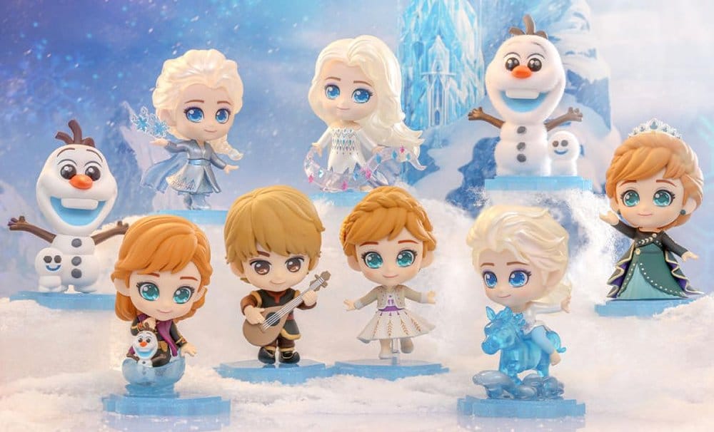Hot Toys Die Eiskönigin Cosbi Minifiguren Elsa Anna Olaf Kristoff Display
