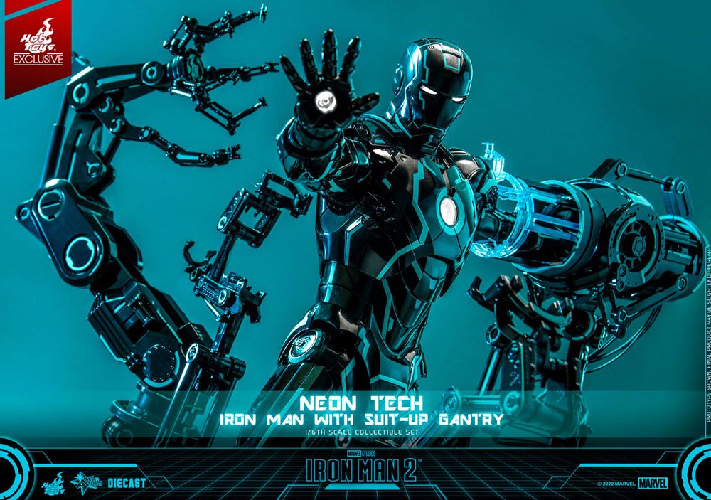 Hot Toys Iron Man 2 Neon Tech Iron Man mit Suit-Up Gantry 1/6 Actionfigur