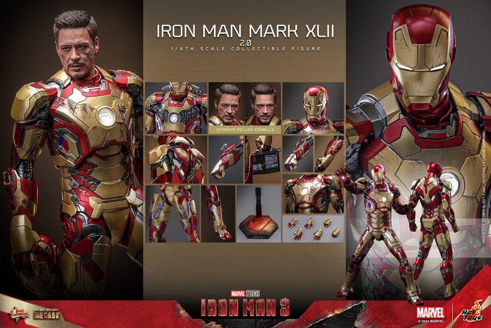 Hot Toys Iron Man 3 Iron Man Mark XLII (2.0) Diecast 1/6 Actionfigur