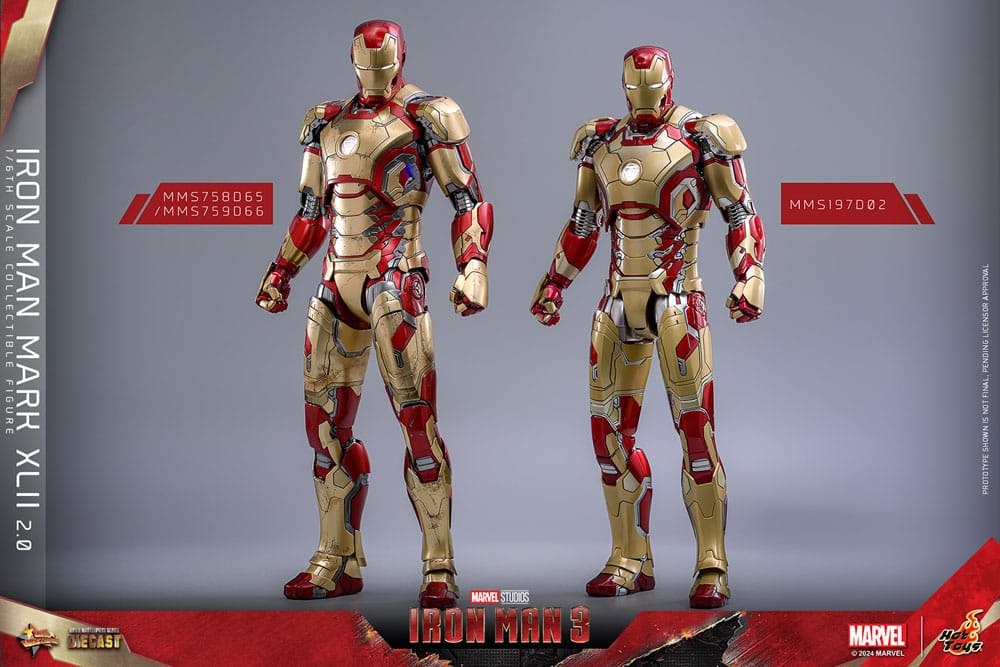 Hot Toys Iron Man 3 Iron Man Mark XLII (2.0) Diecast 1/6 Actionfigur