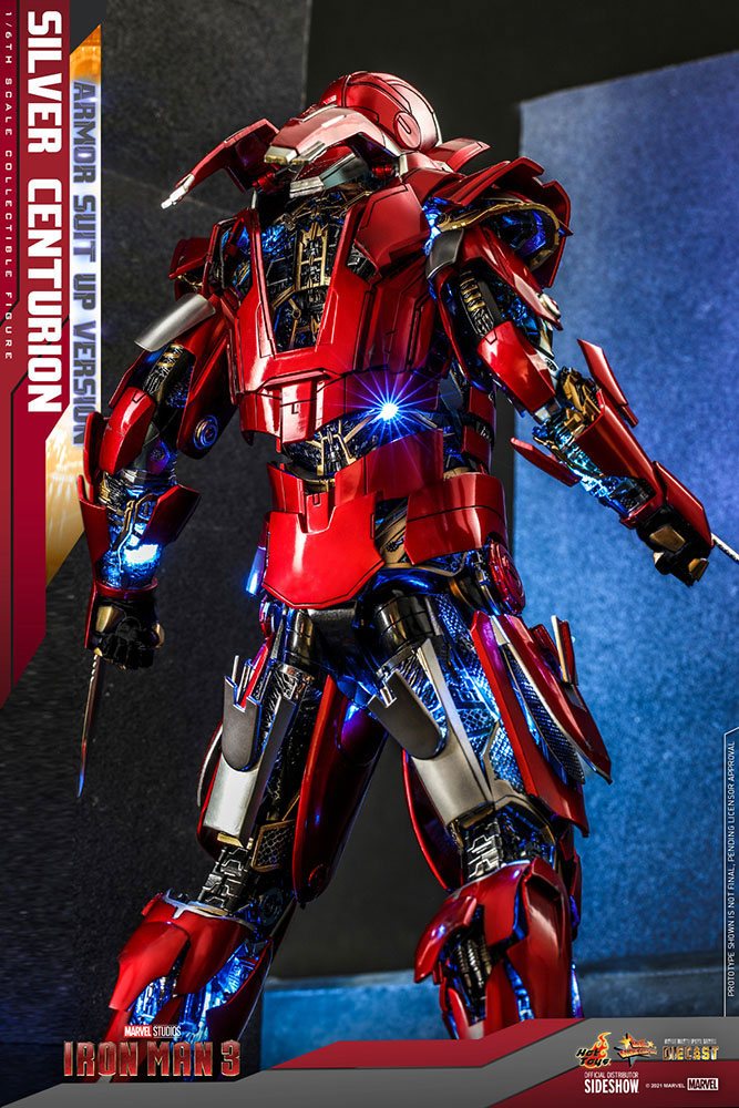 Hot Toys Iron Man 3 Silver Centurion (Armor Suit Up Version) 1/6 Movie Masterpiece Actionfigur 32 cm