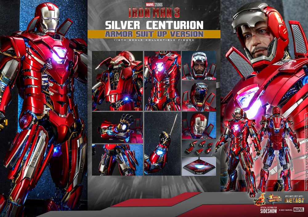 Hot Toys Iron Man 3 Silver Centurion (Armor Suit Up Version) 1/6 Movie Masterpiece Actionfigur 32 cm