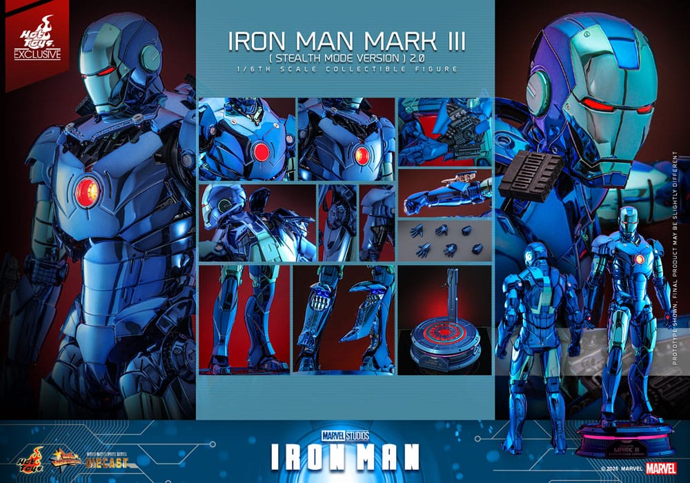 Hot Toys Iron Man Mark III (Stealth Mode Ver.) 2.0 Diecast Exclusive 1/6 Actionfigur