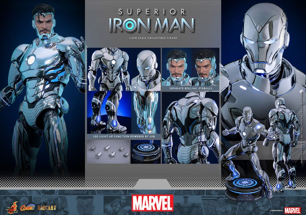 Hot Toys Marvel Comic Superior Iron Man Diecast 1/6 Actionfigur