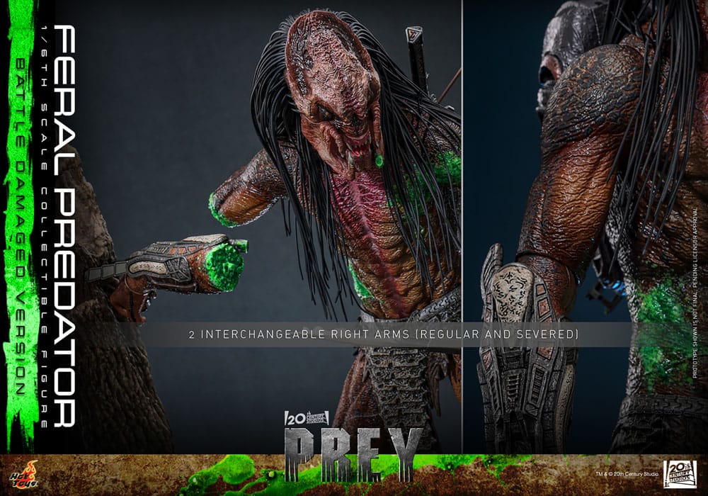 Hot Toys Prey Actionfigur 1/6 Feral Predator (Battle Damaged Version) 37 cm