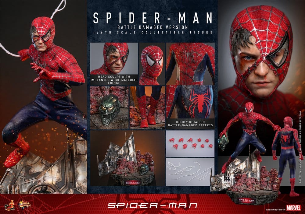 Hot Toys Spider-Man Movie Masterpiece Actionfigur 1/6 Spider-Man (Battle Damaged Version) 30 cm