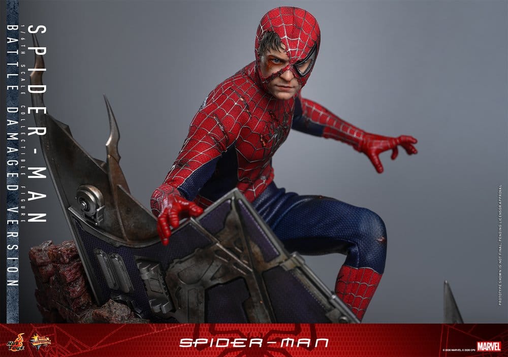 Hot Toys Spider-Man Movie Masterpiece Actionfigur 1/6 Spider-Man (Battle Damaged Version) 30 cm