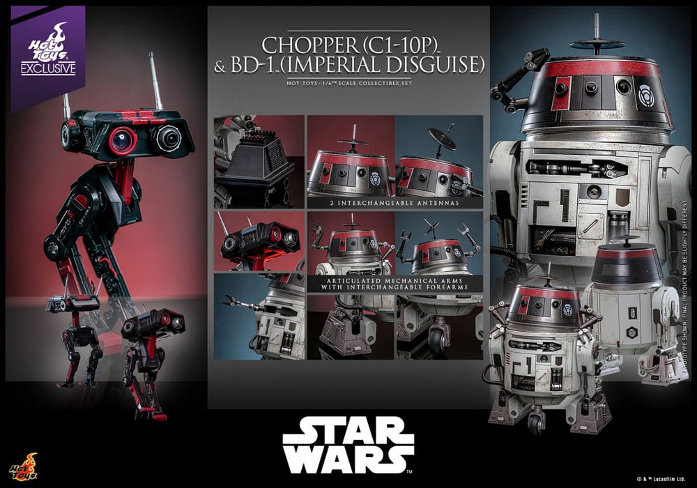 Hot Toys Star Wars Chopper (C1 10P) & BD 1 (Imperial Disguise) Set 1/6 Actionfigur