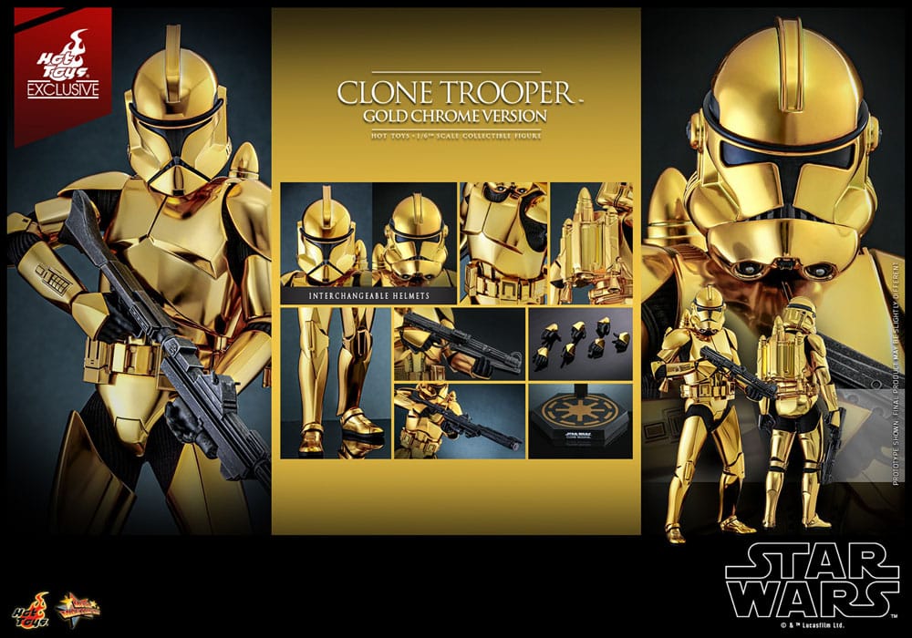 Hot Toys Star Wars Clone Trooper (Gold Chrome Version) Exclusive 1/6 Actionfigur