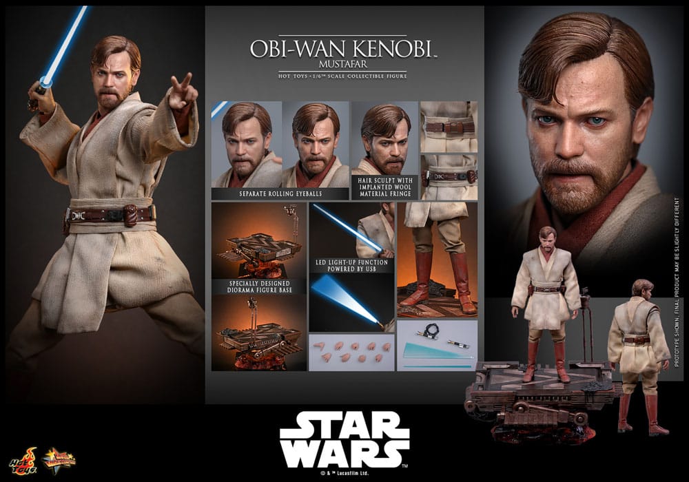 Hot Toys Star Wars Episode III Die Rache der Sith Obi-Wan Kenobi Mustafar 1/6 Actionfigur