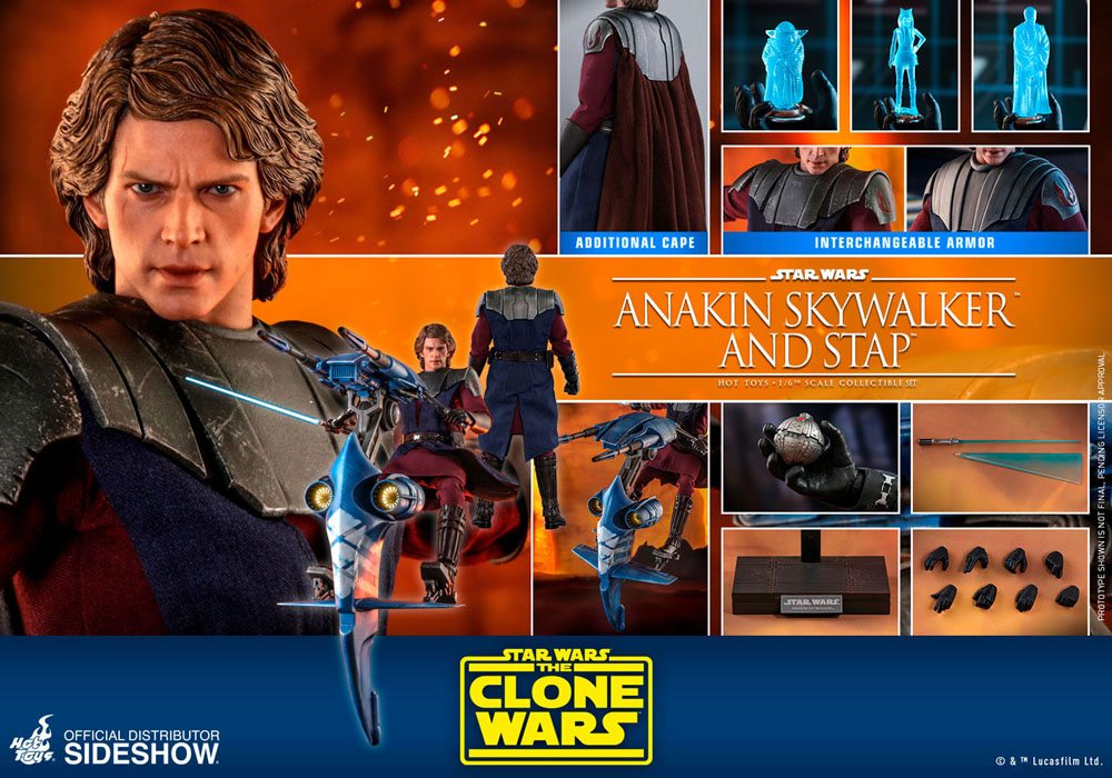 Hot Toys Star Wars The Clone Wars Anakin Skywalker & STAP 1/6 Actionfigur 31 cm