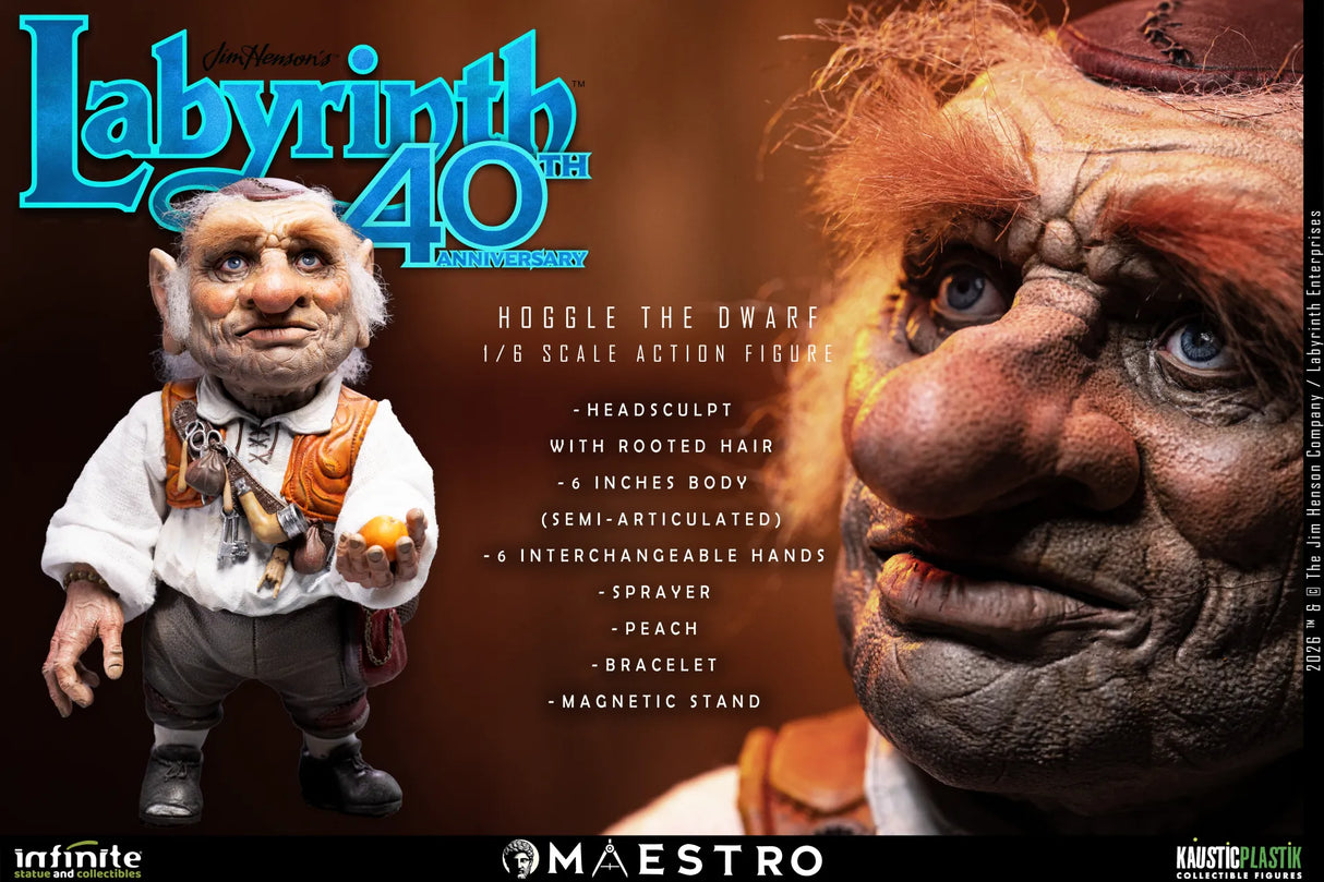 Infinite Statue / Kaustic Plastik Labyrinth Hoggle The Dwarf 1/6 Actionfigur
