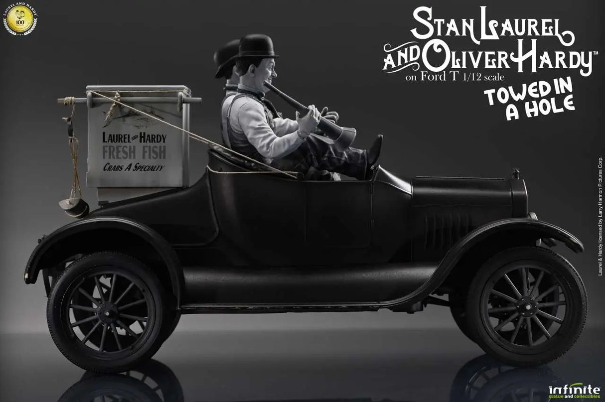 Infinite Statue / Kaustic Plastik Laurel & Hardy Towed In A Hole Ford T 1/12 Statue
