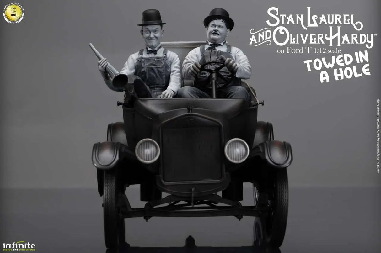 Infinite Statue / Kaustic Plastik Laurel & Hardy Towed In A Hole Ford T 1/12 Statue