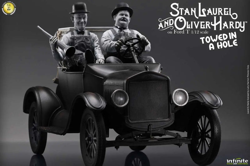 Infinite Statue / Kaustic Plastik Laurel & Hardy Towed In A Hole Ford T 1/12 Statue