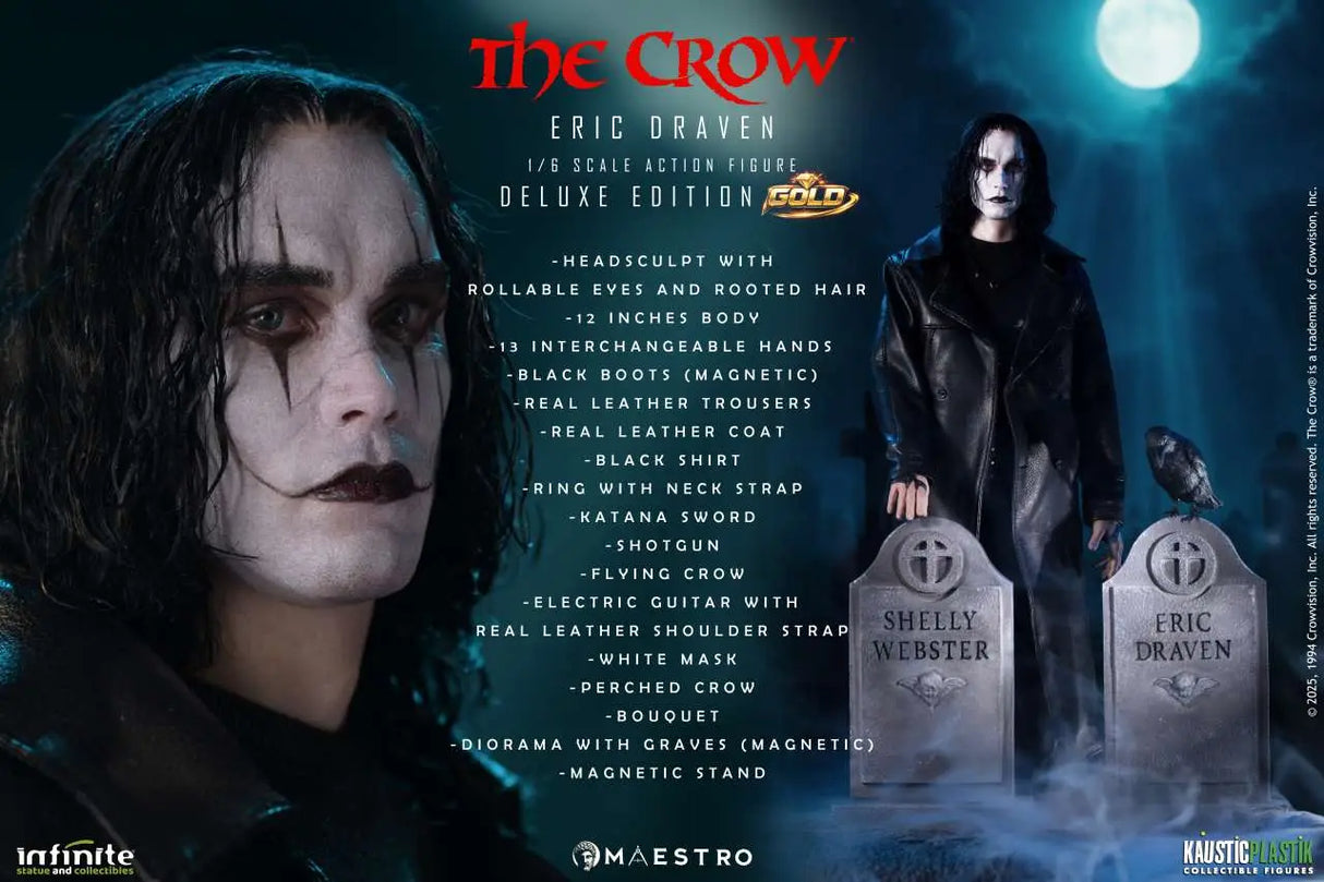 Infinite Statue / Kaustic Plastik The Crow Eric Draven Luxury Deluxe Gold Edition 1/6 Actionfigur