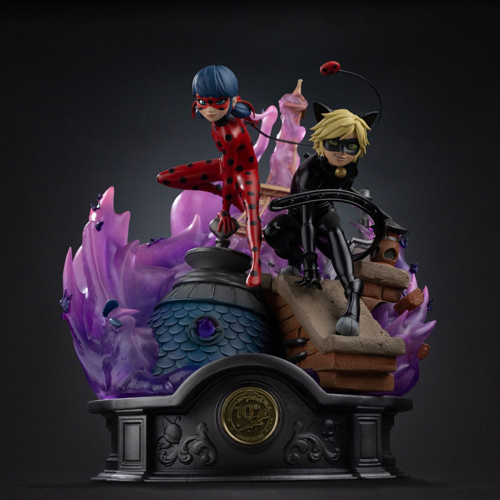 Iron Studios Miraculous Deluxe Art Scale Lady Bug And Cat Noir Signed Edition 1/10 Statue