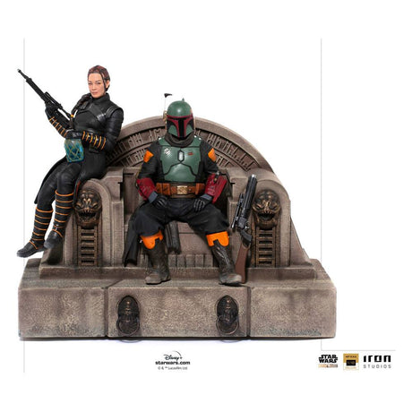 Iron Studios Star Wars The Mandalorian Boba Fett & Fennec on Throne Deluxe Art Scale Statue